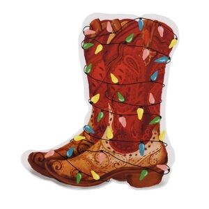 Pioneer woman Cowboy Boot christmas lights treat container nwt red